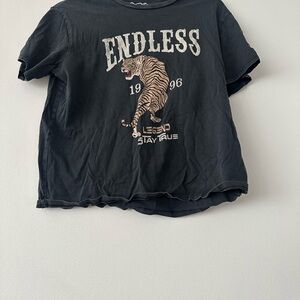 Mango black and white graphic, tiger tee.